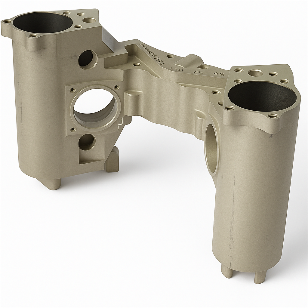 Machined twin bore bracket with protective conversion coating