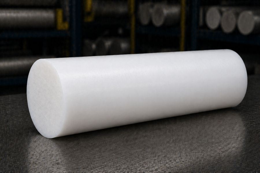 White Delrin acetal rod stock for CNC machining